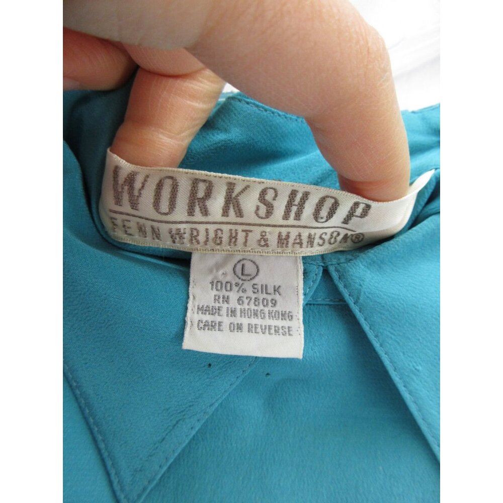 VINTAGE Fenn Wright & Manson Top Medium Large Silk Blouse Cropped * - Picture 13 of 14